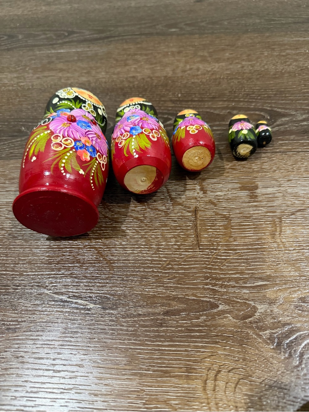 Matryoshka Hand-Painted multi color Russian Nesting Dolls 5 total - Picture 11 of 12
